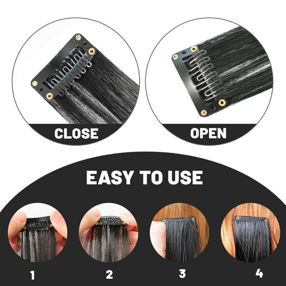 22" Colored Hair Extensions 10 PCS-Black - Picture 3 of 6